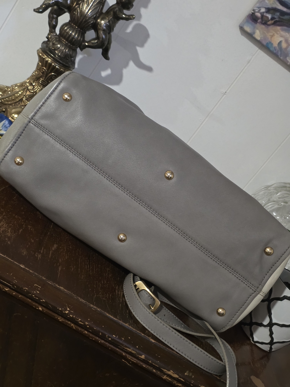 Beautiful Fendi Chameleon Satchel in a highly versatile, neutral colorblock. - Picture 13 of 16